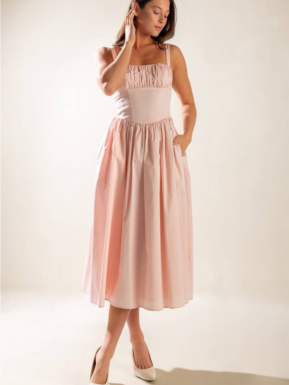 Midi Dress in Soft Blush Pink